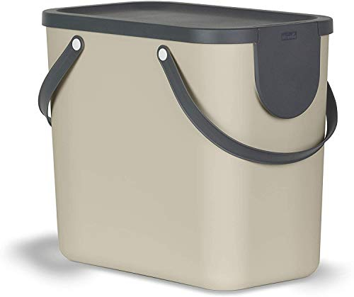 Rotho Albula Mülltrennungssystem 25l für die Küche, Kunststoff (PP) BPA-frei, braun/anthrazit, 25l (40.0 x 23.5 x 34.0 cm)