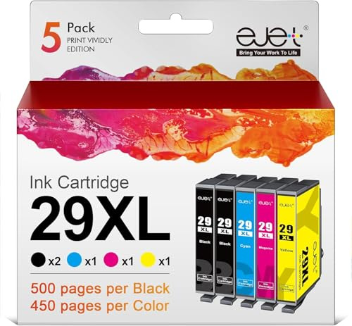 ejet 5er-Pack 29XL Druckerpatronen für Epson 29 XL 29XL Multipack Patronen für Expression Home XP-235 XP-245 XP-255 XP-332 XP-335 XP-342 XP-352 XP-345 XP-432 XP-435 XP-442 XP-445