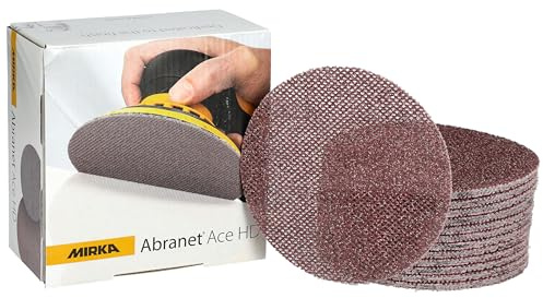 Mirka Schleifscheiben Abranet Ace HD Ø150mm Klett Korn P40 25 Stk | Netz Schleifscheiben P40 25 Stück für Exzenter Schleifmaschinen ideal für harte Oberflächen Holz Metall Lack