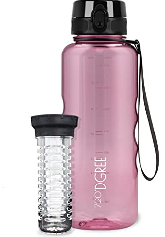 720°DGREE Trinkflasche “uberBottle“ 350ml, 500ml, 650ml, 1l, 1,5 Liter softTouch +Früchtebehälter - Auslaufsicher, BPA-Frei - Wasserflasche für Kinder, Schule, Sport, Fahrrad, Gym, Outdoor