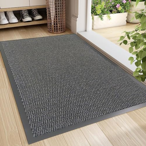 RSM RUGS Heavy Duty Non Slip Grey Black Barrier Mats - Available in 18 Sizes (40cm x 60cm)
