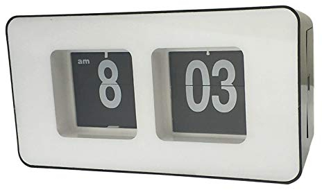 Fenteer Flip Click Clock, Home Decor Schreibtischuhr, Retro Style Auto Flip Down Clock, Batteriebetrieben, Digitaluhren für Wohnzimmer Dekor, Schreibtisch, Re - Weiß