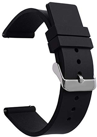 ZXF Uhrenarmband 12 14 16mm 18mm 20mm 22mm 24mm Quick Release Silikon Sport Band Strap Armband Armband Silikon Gummi Uhrenarmband (Band Color : Black, Band Width : 12mm)