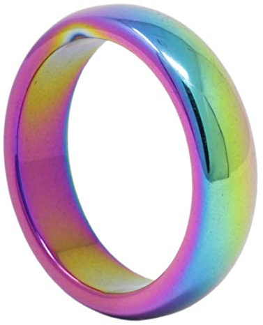 Ring aus Hämatit Multicolor glatt rund Hämatitring Steinring rainbow bedampft