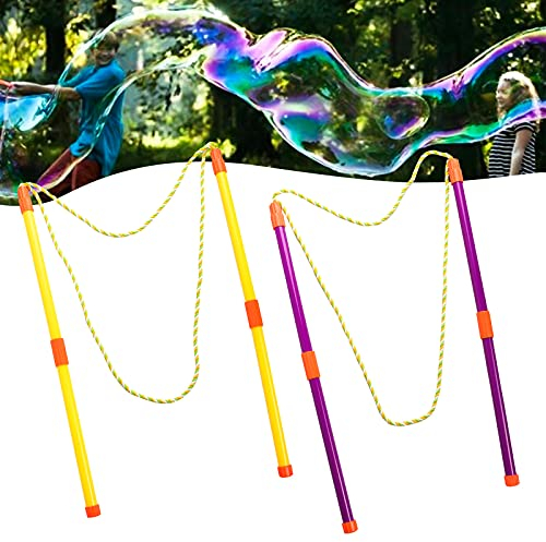 Gxhong Seifenblasenstäbe, 2 Paar Bubble Makers, Seifenblasen Riesenseifenblasen für Kinder Groß Seifenblasen Stäbe, für Outdoor Garten Strand Party, Junge Mädchen Spielzeug Bubble