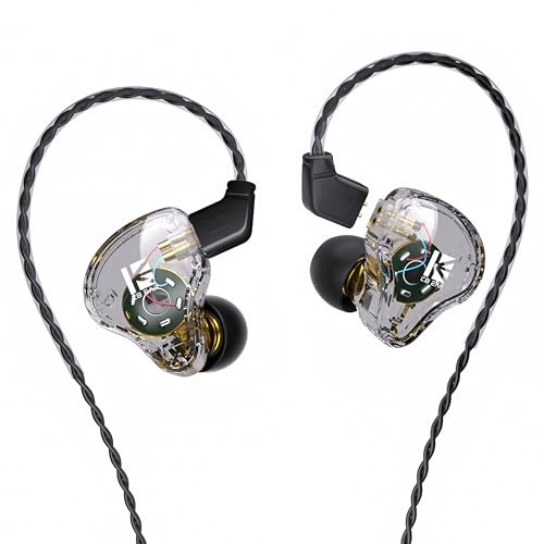 KBEAR KS1 Verdrahtete Ohrhörer Gaming Exzellent Bass Headset, Klang mit Leistung Hohe Auflösung IEM, In-Ear-Kopfhörer Kompatibel mit Android-Telefon-PC, PS4, PS5, Xbox One, Mac (ohne Mikrofon, klar)