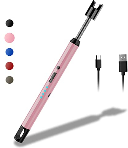 Rouclo Encendedor Eléctrico de Arco Con Indicador de Batería - USB Recargable para Cocina de Gas, Velas, Chimenea, Barbacoa (Oro Rosa)
