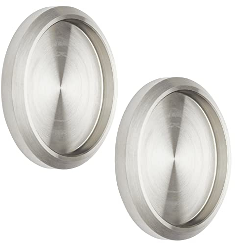 SOTECH 2 Stück Schiebetürgriffe MILA Griff-Ø: 58 mm zum Aufkleben mit UV-Kleber Möbelgriffe echt Edelstahl Muschelgriffe für Glas-Türen & Zimmertüren Griffmuschel zum Aufkleben Glastürgriffe