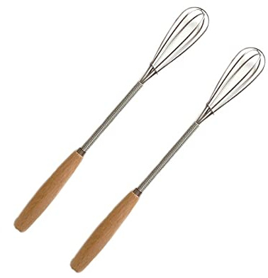 ARFUKA 2 Stück Schneebesen Set aus Edelstahl, 20cm Mini-Rührbesen mit Holzgriff zum Schlagen, Mischen, Aufschäumen für Küche, Backen & Sauce