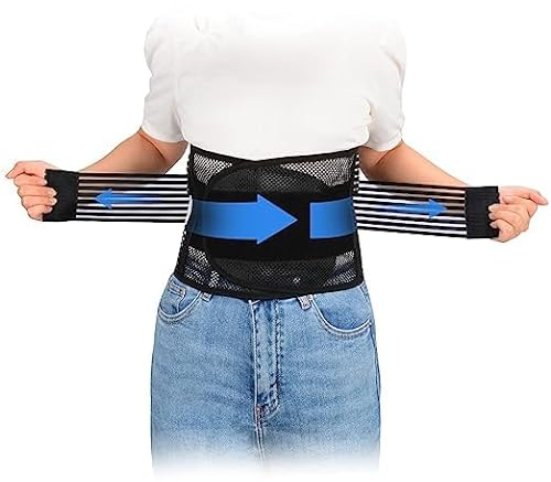 supregear Lower Back Brace, Adjustable Breathable Back Brace for Lower Back Belt Waist Lumbar Support for Men Women Back Pain, Herniated Disc, Sciatica, Scoliosis (Black, M)
