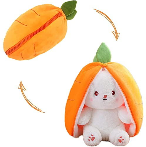 COLEESON Peluche Lapin de Pâques, 25cm Douceur Carottes Fraises Poupée Lapins, Jouets Lapin Muppe, Peluche Lapin paques pour Enfants Garçons Filles (B)