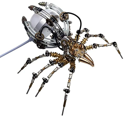 Metalkitor Lampada da scrivania a forma di ragno, puzzle 3D in metallo con luce, kit di montaggio fai da te da 512 pezzi, per bambini e adulti, decorazione da scrivania rompicapo