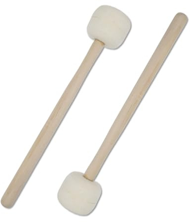 Cheerock 1 Pair Anti-slip Wool Felt Drum Mallets, 12.8 Inch Length Drum Mallet, Beige Bass Drum Percussion Sticks, Essential Accessory for Band Instruments, Perfect for Bass Drum