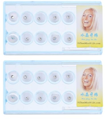 Lurrose - 20 adornos dentales de cristal para decoración de dientes con caja de almacenamiento de joyas deslumbrantes