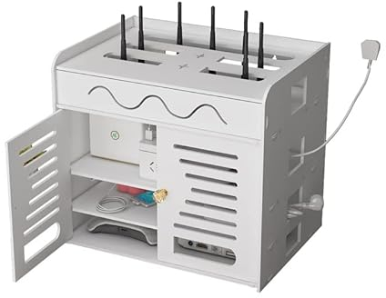 WAOCEO Kabelmanagement Drahtlose WLAN-Router-Aufbewahrungsbox, Wandregal, Wandbehang/auf dem Schreibtisch, Steckdosenleiste, Kabelaufbewahrung Kabelbox