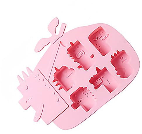 Zerodeko Silikon Dinosaurier Backform 6 Stück Kreative Kuchenform Für Fondant Kekse Eiswürfel Pink Umweltfreundlich Leicht Zu Reinigen Backzubehör Für Zuhause Und Konditorei