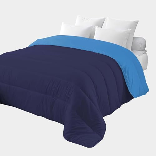 Corredocasa Trapunta 4 Stagioni Made in Italy Piumone Imbottitura 350gr/mq Coperta in Morbida Microfibra di Poliestere Casa (Blu/Azzurro, Singolo 160x260 cm)