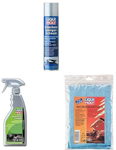 Bundle LIQUI MOLY Scheibenreinigerschaum 300 ml | Autoinnenraumreiniger 500 ml | Microfasertuch 1 Stk