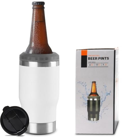 Everpwr Beer Cooler, Drink Temperature Keepers for Cold/Warm Wine, Work as Opener, Tumbler and Drink Cooler, Wine Cooler Bottle Cooler Can Cooler, Best Gifts for Men for Him (White)