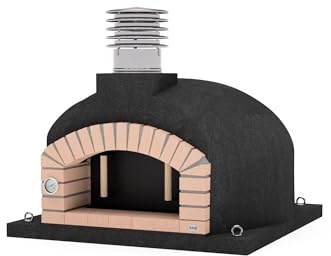 MOVELAR - Horno de Leña Exterior de Obra OLYMPUS MONS (Negro - 130 x 130 x 82 cm) - Horno de obra tradicional con aislamiento térmico, ideal para asar con leña en exteriores - REF: M00546