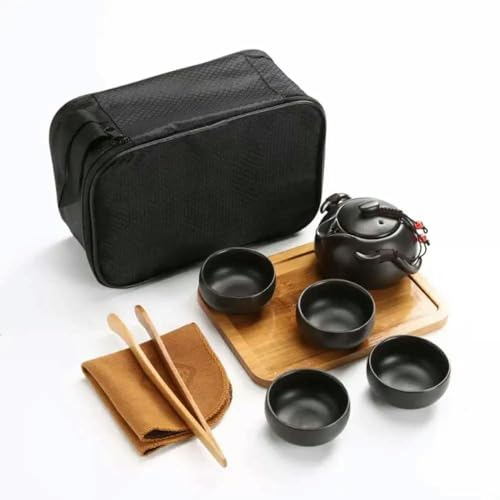Service à thé Chinois de Voyage, Tasses à thé Portables en céramique Kung Fu, théière en Porcelaine, Tasses Gaiwan, Outils de cérémonie, Mini Pot Pingouin Fait à la Main