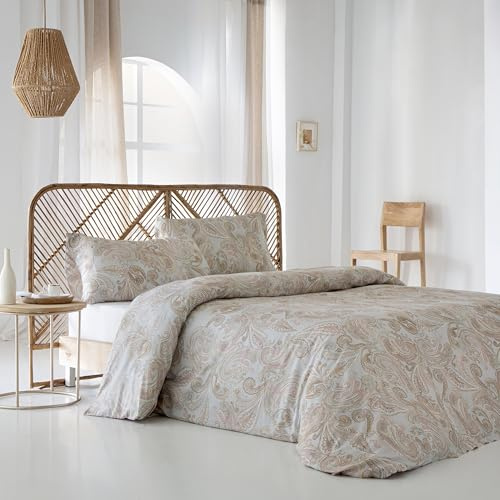COTTON ARTean Funda Nórdica Cama 200 Satén Algodón 200 Hilos ONIS Beige