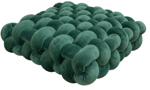 1 coussin carré noué oreiller esthétique nordique chaise de bureau coussin décoratif en peluche dormeuse nœud fait main coussin noir vert 30 x 50 x 12 cm