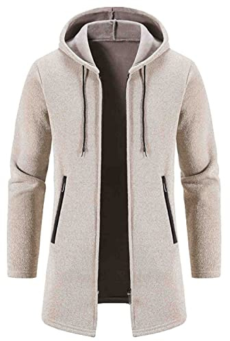Genérico Sudaderas Hombres con Capucha Chaqueta Invierno Punto Sudadera Negra Abrigo Cremallera Chaqueta Deportiva Jersey Manga Larga Ajuste Chándales Longitud Media para Blusas