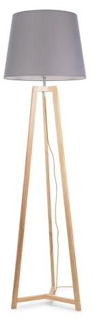 ValueLights | Natural Wood Tripod Floor Lamp with Grey Tapered Fabric Lampshade Living Room Light | Floor Lamps, Home Décor & Improvement Essential