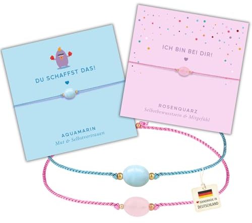 happymaker - Einschulungs Geschenk, Armbänder mit echten Edelsteinen, Mutmacher Geschenk, größenverstellbar und handmade in Deutschland