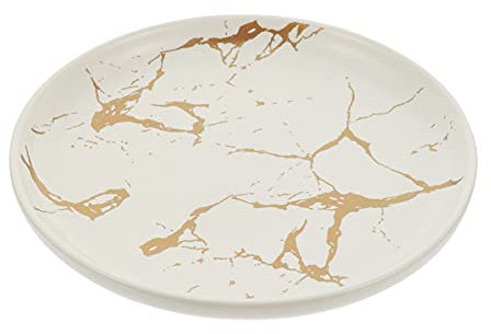 ABOOFAN Marbled Dinner Plate Ceramic Steak Plate Western Salad Tray White Serving Tray for Dining