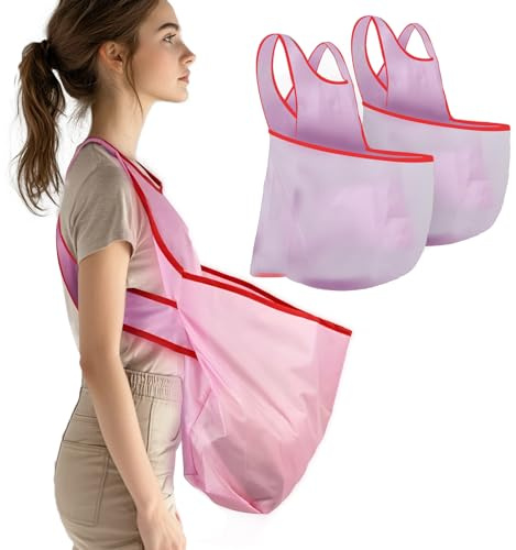 Sahunfri 2 Pack Laundry Apron with Pouch, Waterproof Clothes Drying Apron, Large Capacity Cleaning Apron for Gardening Laundry