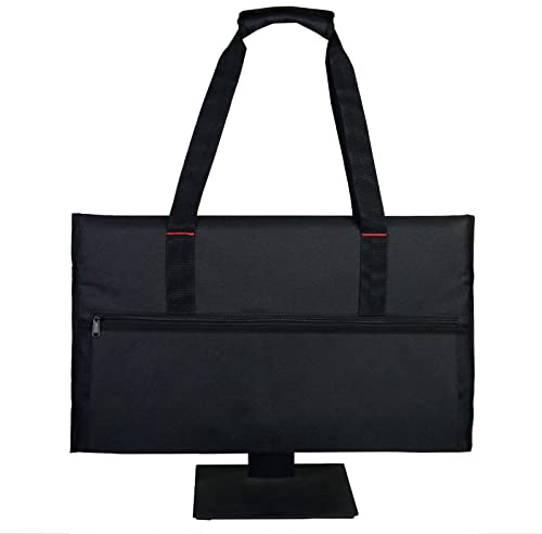 Petyoung Borsa portaoggetti da scrivania da 24 pollici, custodia antipolvere per monitor portatile, con supporto per tastiera e mouse, borsa da viaggio con tracolla