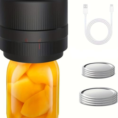 Sellador al Vacío Mason Jar Sellador al vacío de tarros Mason, Kit de sellador al vacío inalámbrico for boca ancha y orificio Regular, tarros Mason for almacenamiento de alimentos y fermentación, 1 ud
