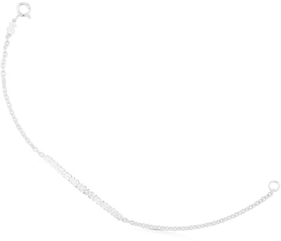 TOUS Pulsera de Plata de Primera Ley para Mujer con Motivo de 3.4cm, 17.5 cm de Largo, Clásica y Elegante, Colección Straight