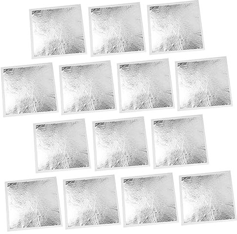 DIYEAH 200 Stück Silberblätter Gilding Folie Imitation Folie Quadratisch Bastelfolie Für Kunst Dekoration DIY Anwendungen