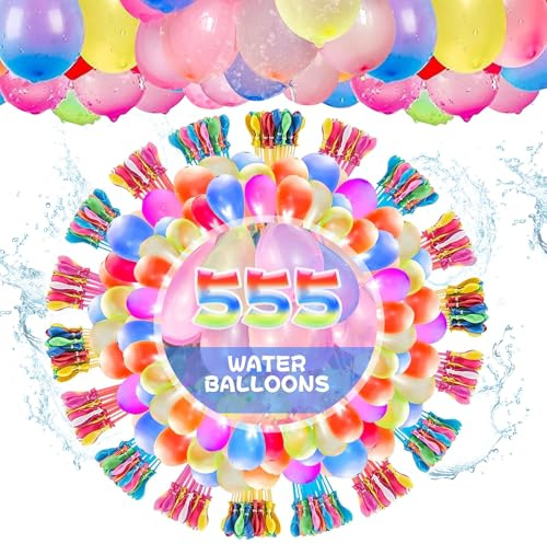 Lot de 555 Bombe a Eau Ballon, Bombes à Eau à Fermeture Automatique, Ballons d'eau, Ballon d'eau Bombes à Eau, Bombes à Eau à Remplissage Rapide, pour plages, fête au bord de la piscine
