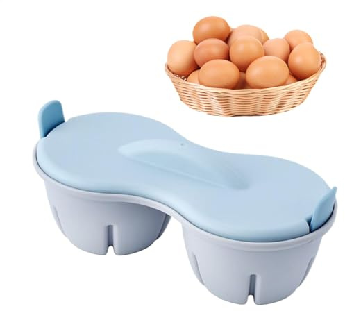Caldera de huevos para microondas | Máquina de 2 cavidades - Máquina antiadherente de huevos escalfados con tapa, resistente al calor, utensilio de cocina para microondas