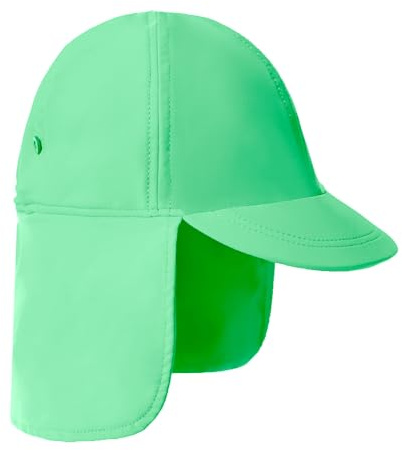 Gåvor behandla legionärers mössa, UPF 50+ solskydd badmössa klaffhatt för barn, snabbtorkande solhatt för pojkar med nackskydd för strand kust pool, Ren grön, 2-4 År