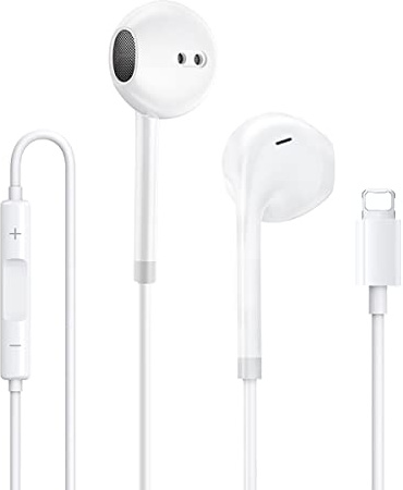 JYmusic Écouteurs filaires pour iPhone avec isolation du bruit, contrôle du volume des appels, compatibles avec iPhone 13/12/11, prend en charge tous les systèmes i0S