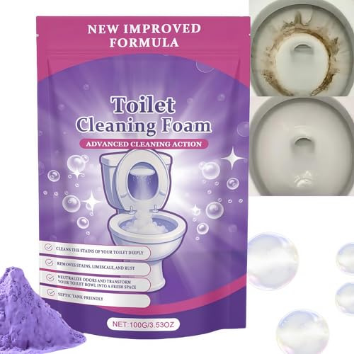 Power-Foaming Toilet Cleaner,Foaming Toilet Bowl Cleaner Limescale Remover Powder,Fiz/zclean Toilet Cleaning Foaming Powder,for Deep Fresh Cleaning,Remove Dirt and Bad Odour,Bath Cleaner,Odorless
