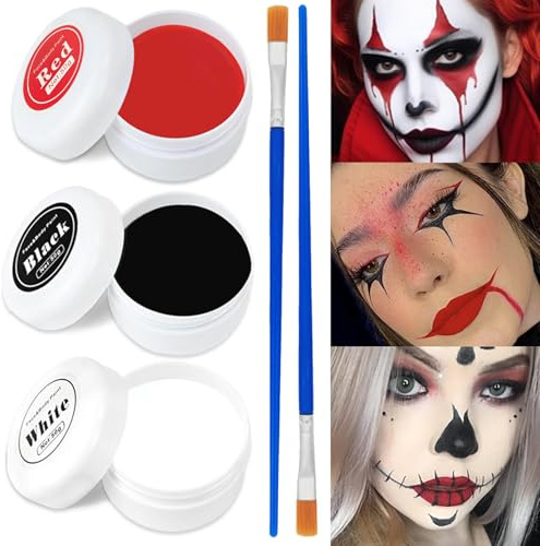 Maquillaje Halloween,3 Piezas Pinturas Corporales,Pintura Facial,Pintura Cara Halloween Maquillaje Makeup,Pintura Facial Maquillaje,para Maquillaje Teatral, Halloween, Carnaval, Fiesta