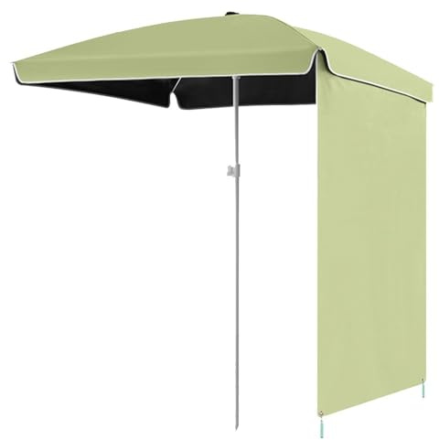 Parasol de terrasse d'extérieur avec rideau d'ombrage, parasol de plage carré de 1,5 m et 2 m, parasol de plage pour protection solaire, coupe-vent et imperméable, Vert, 160cm/5ft