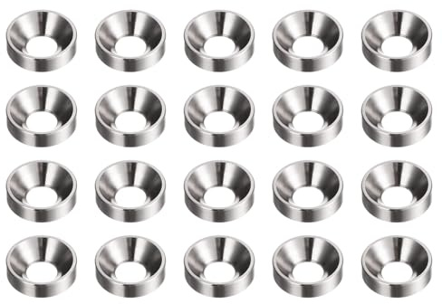 QUARKZMAN 20 Piezas Arandelas Avellanadas M5 Arandelas Color Gris | De Acabado, Aleación De Aluminio Anodizado, Para Tornillos, Para Partes De Accesorios Mecánicos