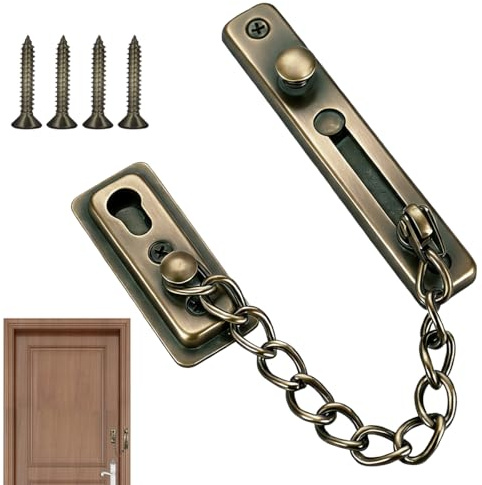 Türkette aus Edelstahl Tür Sicherheitskette, Türsicherheitskette mit Schrauben, Innen Türkette Haustür, Edelstahl Türkettenschloss Diebstahlschutz für Haus, Hotel, Innentüren und Fenster (Bronze)