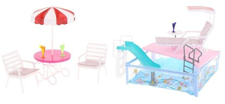 lmoikesz Engaging Swimming Pool Set Kids Toy Kids Gifts Summer Play Doll Pool Playset With Slide To Enjoy Swimming Can Be Filled With Water Bath Toys For Dolls With Sunbath