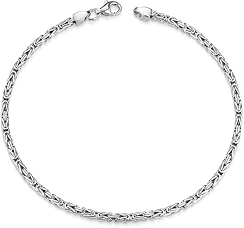 Materia Männer Königsarmband 21cm - Armkette Herren Silber 925 vierkant SA-3-21cm