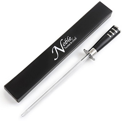 Professional Honing Steel 12”, Magnetized for Safety, No Rust, No Cheap Plastic! Noble’s Knife Sharpener Has an Oval Handle for a Firm Grip and is Built For Daily Use, Perfect for Chefs!
