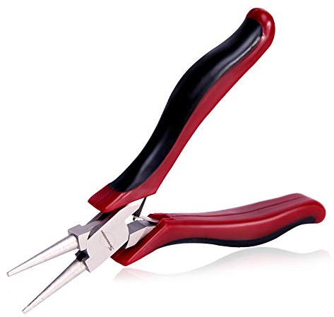 SPEEDWOX Micro Round Nose Pliers 4-1/2 Inches Wire Looping Fine Pliers Ultra Tapered Jaw Precision Needle Nose Pliers with Spring Mini Functional Jewelry Making Tool Craft Beading