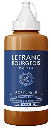 Lefranc Bourgeois 300367 Fine Acrylfarbe - Gold, 750ml Flasche, cremige Acrylfarbe auf Wasserbasis, schnell trocknend, lichtecht, wasserfest